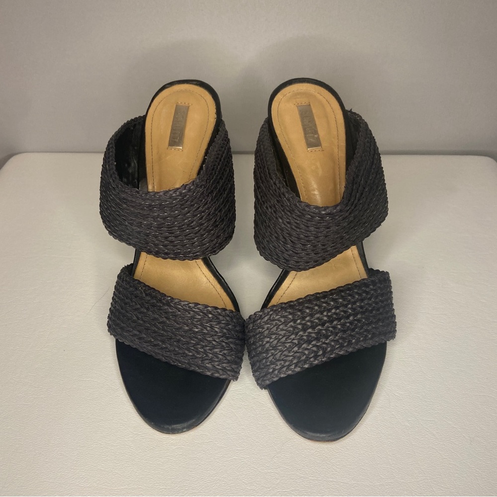 Schutz Raffia Block Heel Sandal Woven/braided pattern. Size 41 EUR.